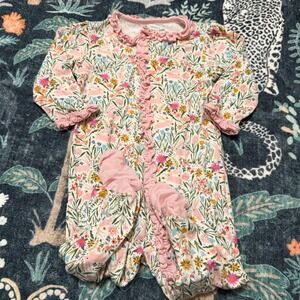 Magnetic Me Baby Modal Sleeper Footed Hunny Bunny Floral Pink Ruffle 0-3 Months